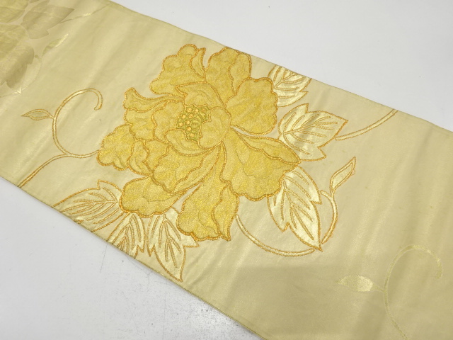 JAPANESE KIMONO / ANTIQUE FUKURO OBI / SILK / WOVEN PEONY ARABESQUE